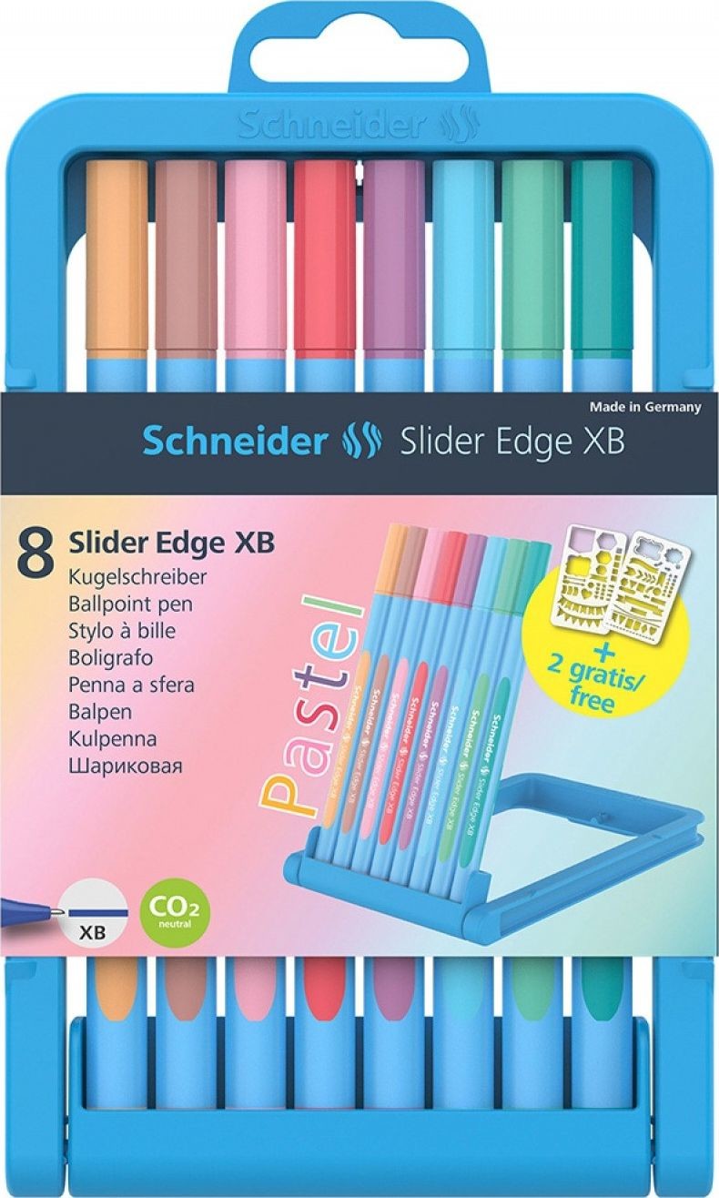 Schneider Zestaw długopisów w etui Slider Edge Pastel XB 8 szt. mix kolorów