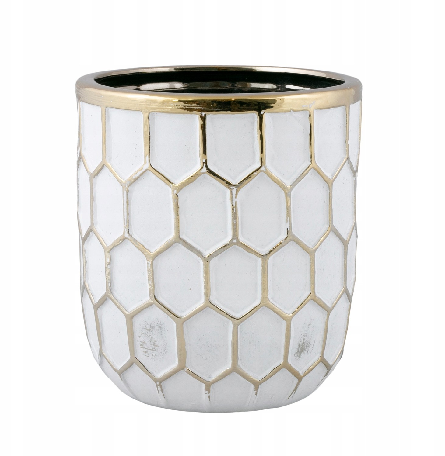 Donica Igloo ceramiczna biało-złota śr. 13cm