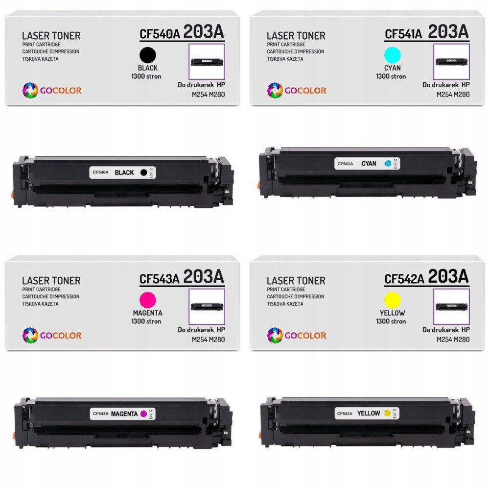 4x Toner do Hp Color LaserJet Pro M254dw 203A