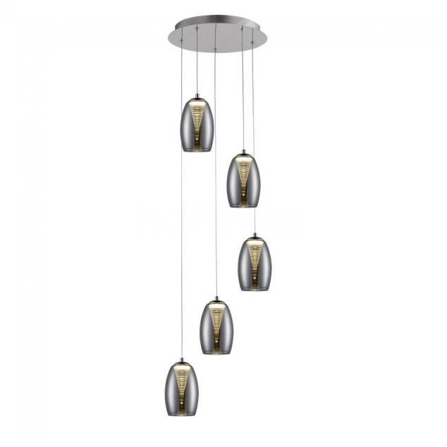 Brilliant Oświetlenie Metropolis Lampa Wisząca LED Chrom, 5-punktowe G60773/93
