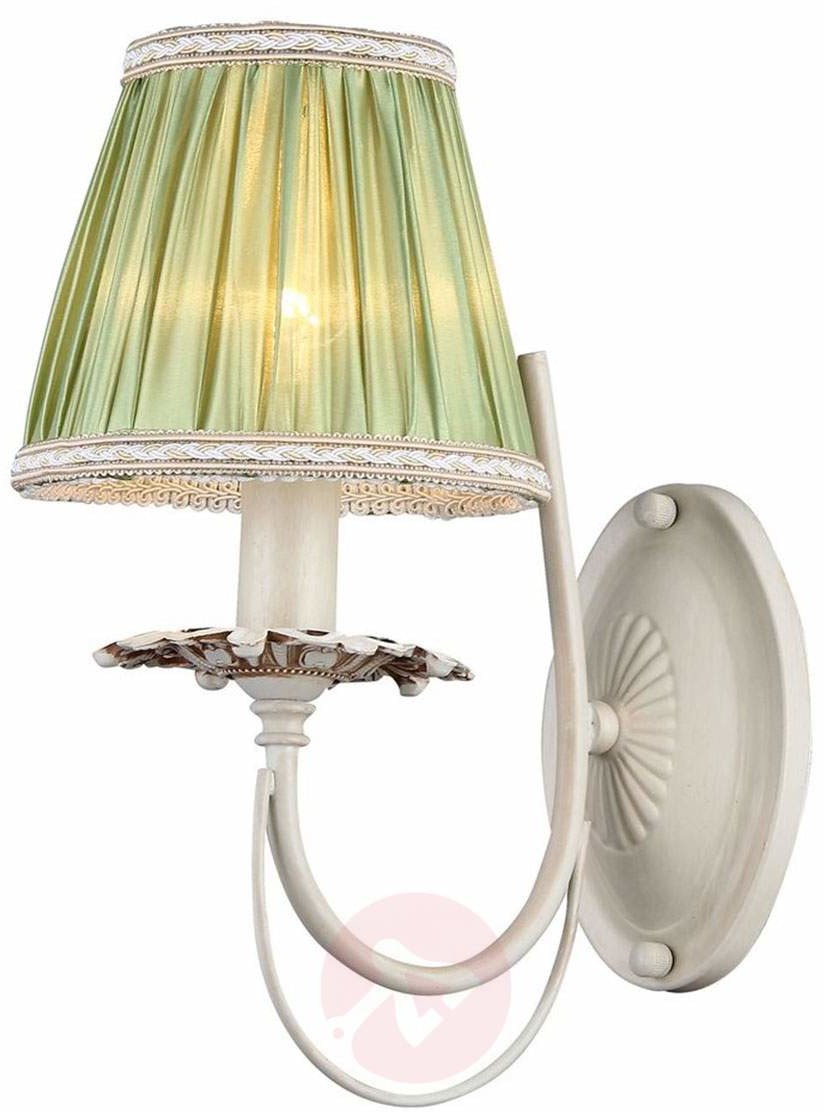Lampa ścienna Olivia z zielonym satynowym abażurem