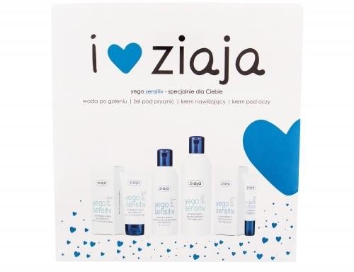 Ziaja Yego Sensitiv promocyjny zestaw woda po goleniu 200 ml + oczyszczający żel pod prysznic 300 ml + nawilżający krem dla mężczyzn SPF 10 ochrona niska 50 ml + wygładzający krem pod oczy 10 ml | D