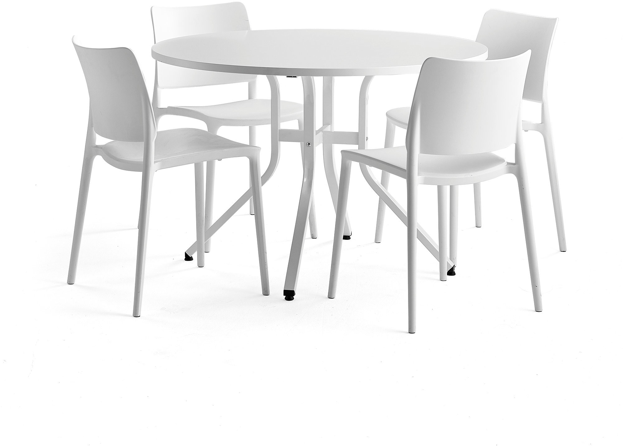 AJ Produkty Zestaw mebli VARIOUS + RIO, stół + 4 krzesła biały