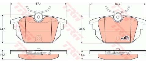 TRW Zestaw klocków hamulcowych, hamulce tarczowe GDB1333