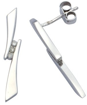 Adara Kolczyki damskie pierścionek 9 karatów (375) białe złoto E-11582 E-11582