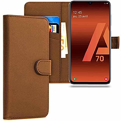 Samsung iPOMCASE Coque Pochette portfeuille pour Galaxy A70, Marron Folio.A70.Photo.Marron