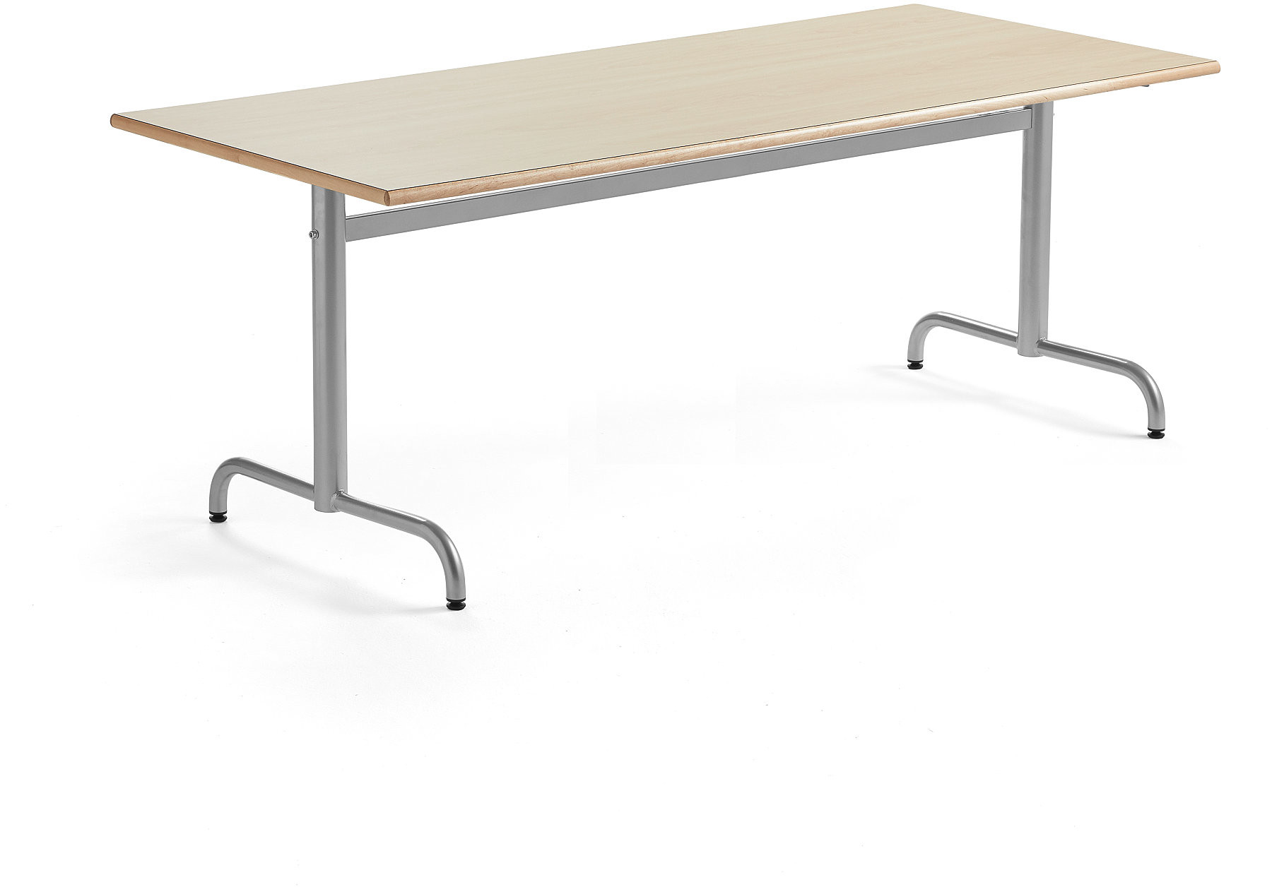 AJ Produkty Stół PLURAL, 1800x800x600 mm, blat HPL, brzoza, srebrny