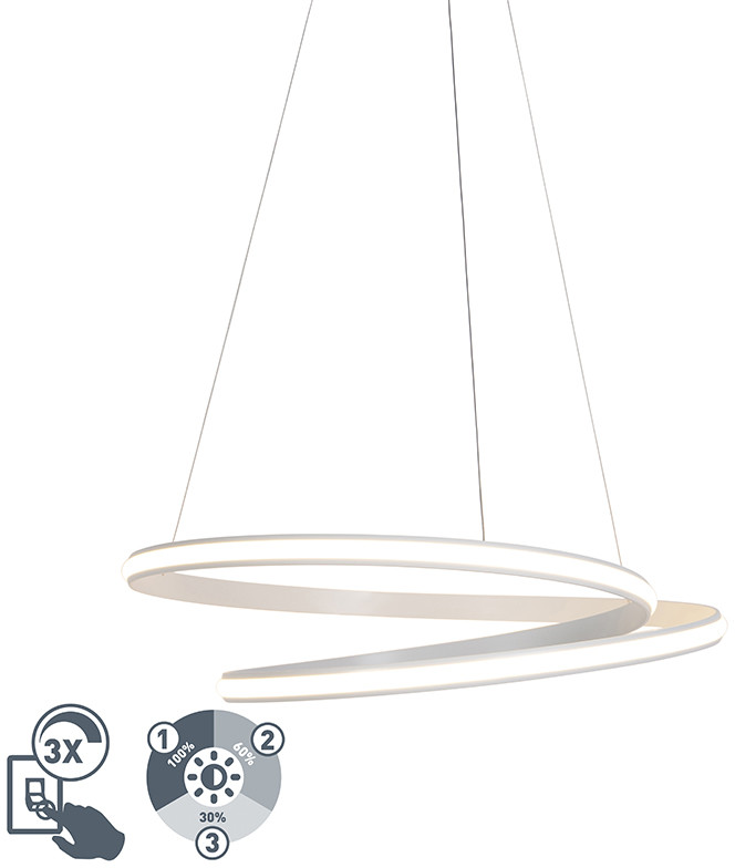 QAZQA Nowoczesna lampa wisząca biała 74 cm z ściemnianą diodą LED - Rowan