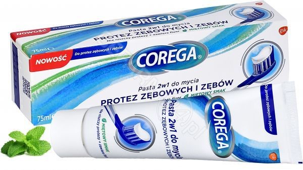 GlaxoSmithKline Corega pasta 2w1 do mycia protez zębowych i zębów 75 ml