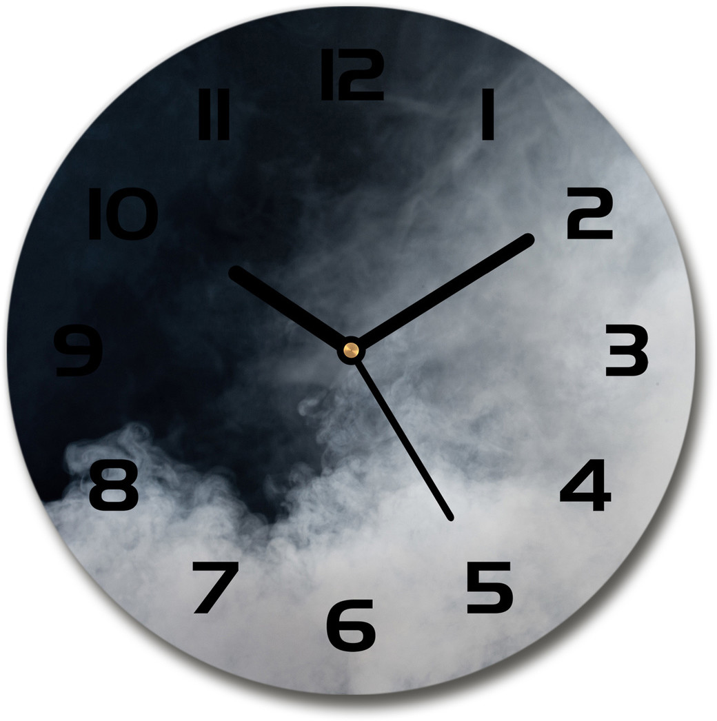 Zegar szklany okrągły Biały dym
