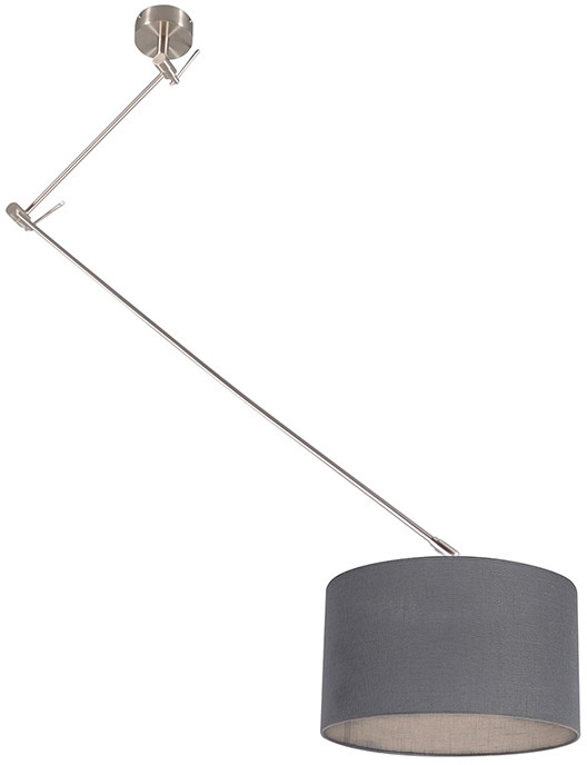 QAZQA Lampa wisząca regulowana stal klosz ciemnoszary 35cm - Blitz I