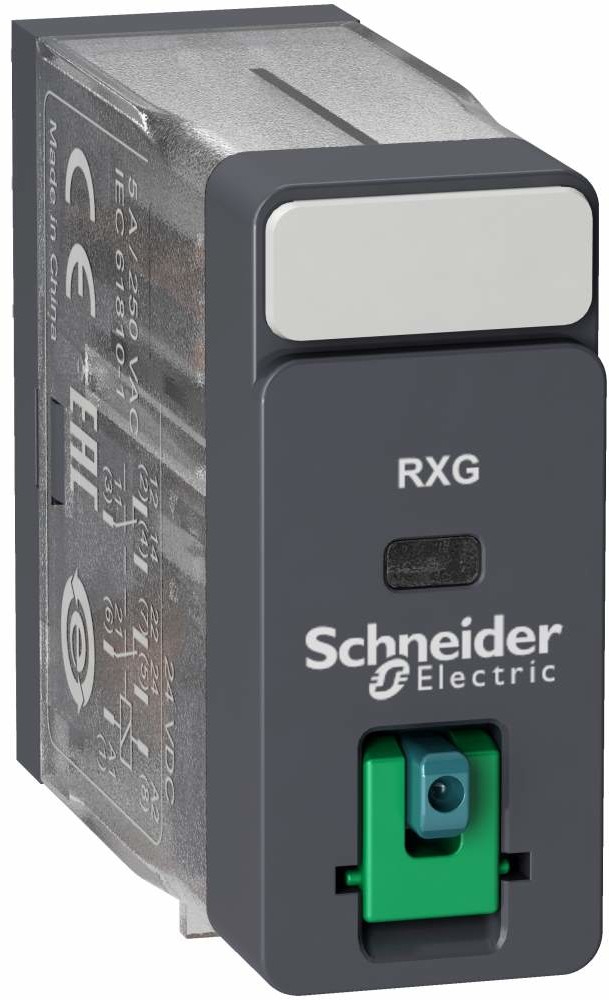 Schneider Electric Przekaźnik-interfejsowy-z-przyciskiem-test-24V-DC-5A-2C-O RXG21BD