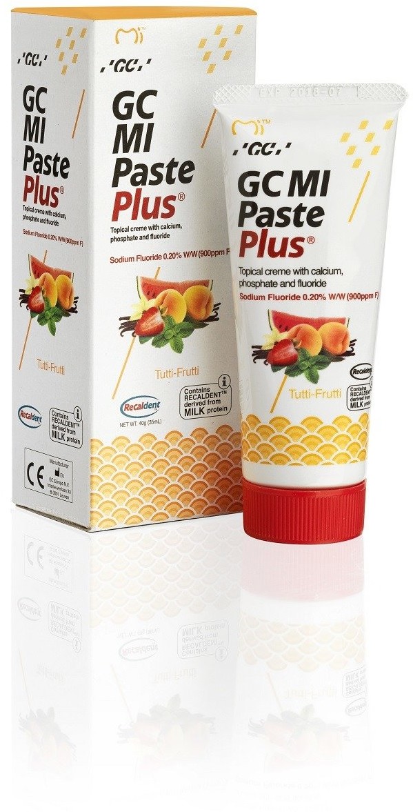 GC Mi Paste Plus Tutti Frutti - Sztuczne szkliwo z fluorem o smaku owocowym 35 ml