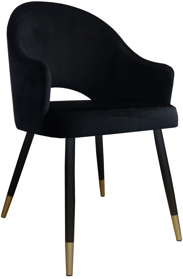 Atos Krzesło JENISEJ VELVET GOLD czarne tapicerowane do salonu VELVETGOLD-MG19