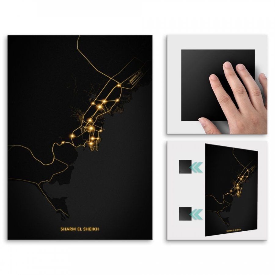 Pix4home Plakat metalowy Mapa City Lights Szarm el-Szejk M POS-M-03804