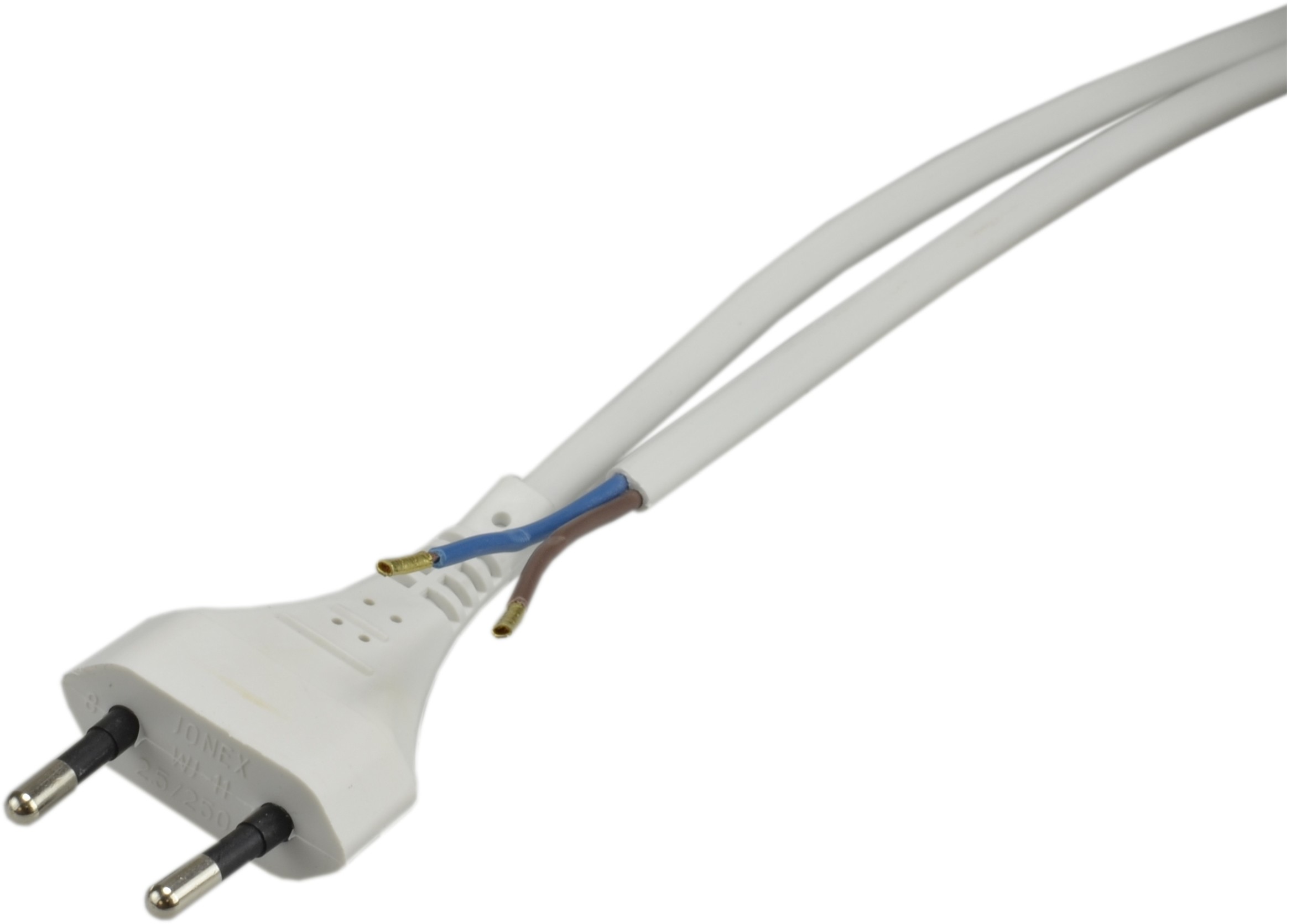 Conotech kabel z wtyczką płaską Spz biały 2x0,75 2m
