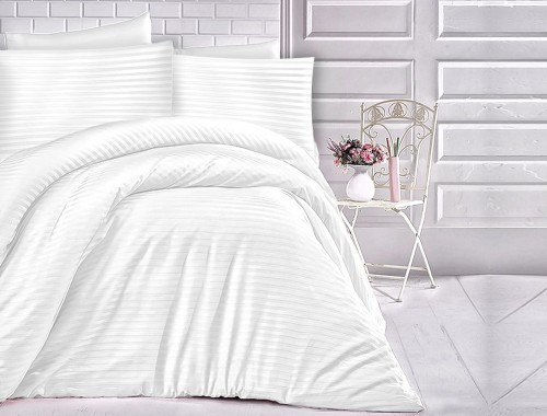 Darymex Ekskluzywna pościel 180x200 satyna bawełniana Cizgili white biała POSAT/180X200/CIZWHIT_20210301151816