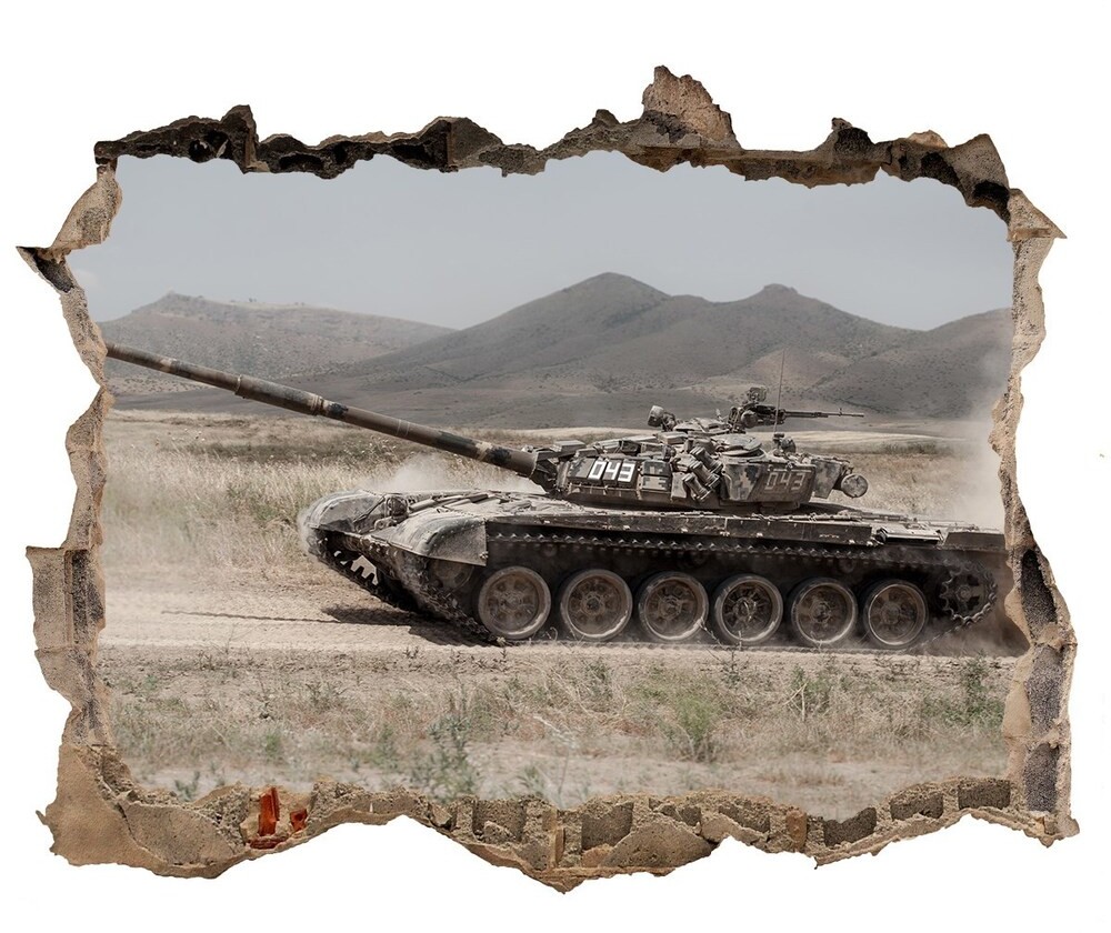 Wallmuralia.pl Fototapeta dziura na ścianę Czołg na pustyni