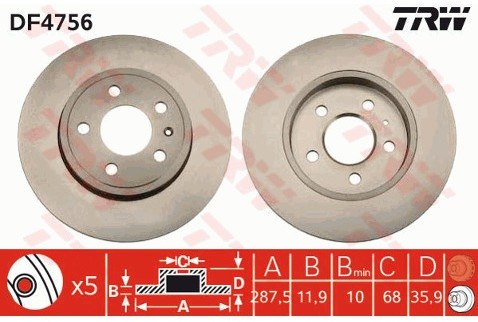 TRW Tarcza hamulcowa DF4756
