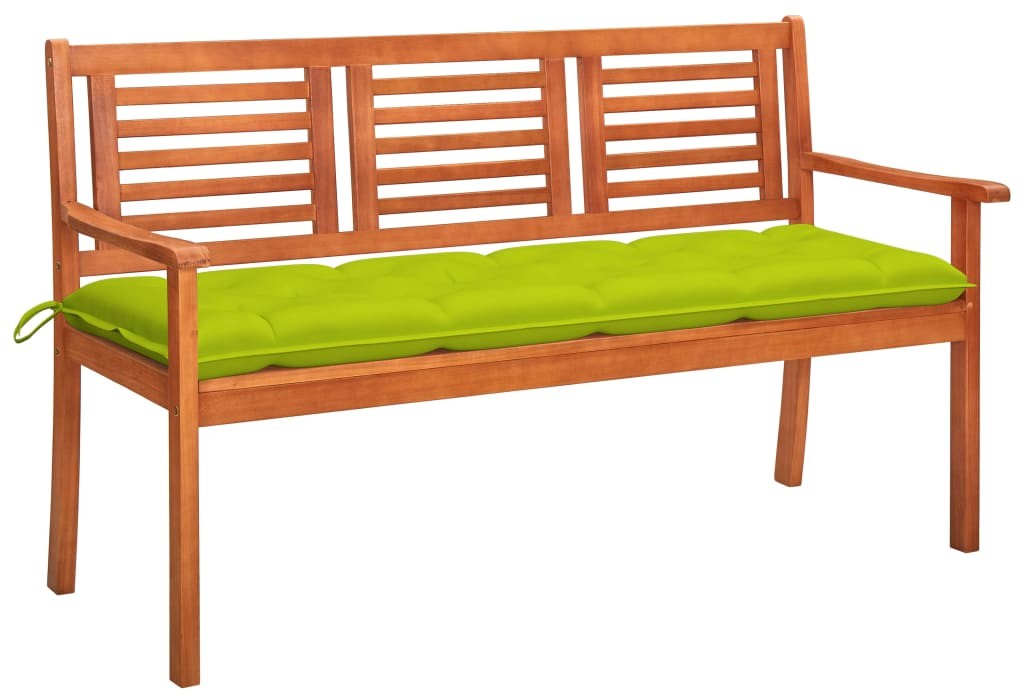 vidaXL 3-os. ławka ogrodowa z poduszką, 150 cm, lity eukaliptus