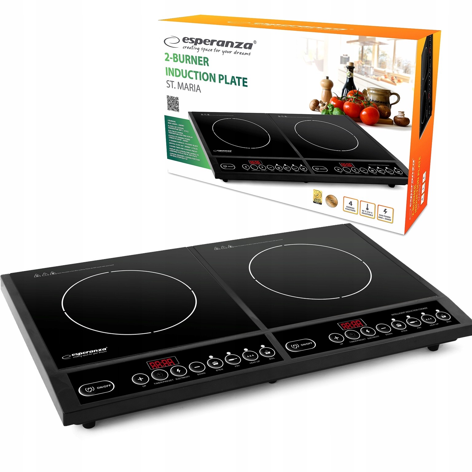 Płyta Indukcyjna Kuchenka Dwupalnikowa 2000W Timer