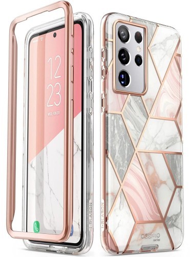 Supcase Etui i-Blason Cosmo noSP Galaxy S21 Ultra 5G, marmurowe różowe 843439136274