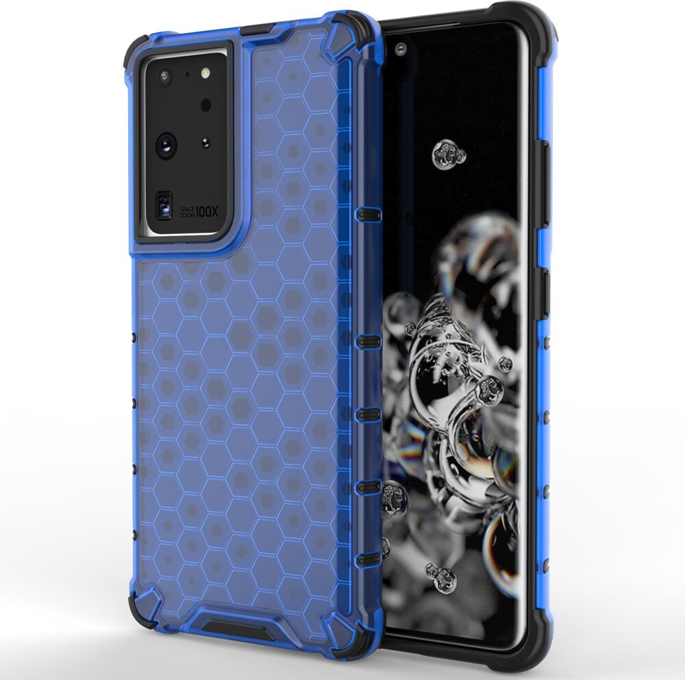 Hurtel Honeycomb etui pancerny pokrowiec z żelową ramką Samsung Galaxy S22 Ultra niebieski