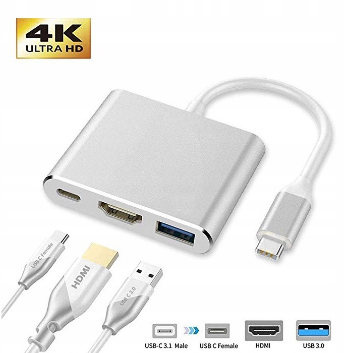 Adapter Typ Usb-c + Usb 3.1 + Hdmi 4K Macbook