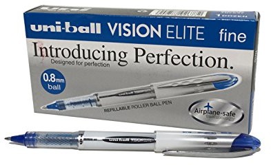 Uni Mitsubishi Pencil Company Uni-Ball ub200 Vision Elite ink roller 0,8 MM końcówka 0,6 MM szerokość linii 12 sztuki niebiesko-czarny 707547000