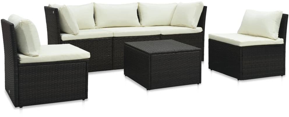 vidaXL 4-cz. zestaw wypoczynkowy do ogrodu, poduszki, rattan PE czarny