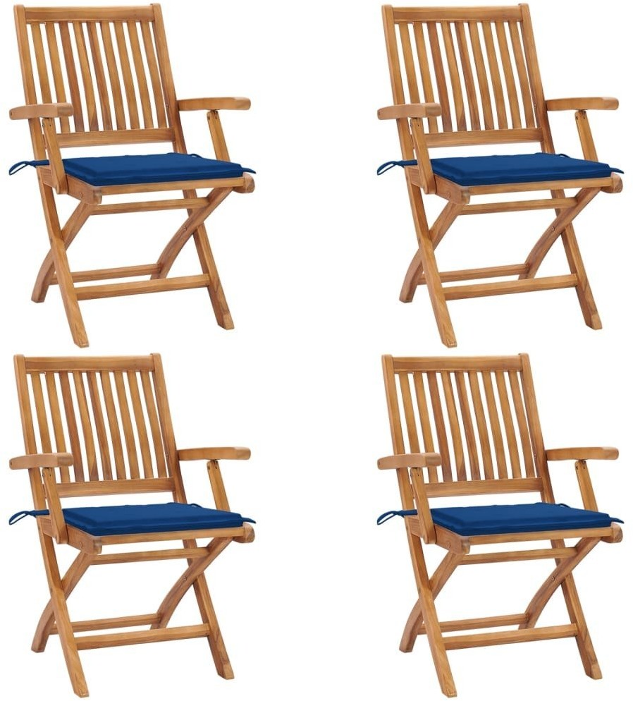 vidaXL Składane krzesła ogrodowe z poduszkami, 4 szt., drewno tekowe! 3072733