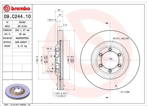 BREMBO Tarcza hamulcowa 09.C244.10