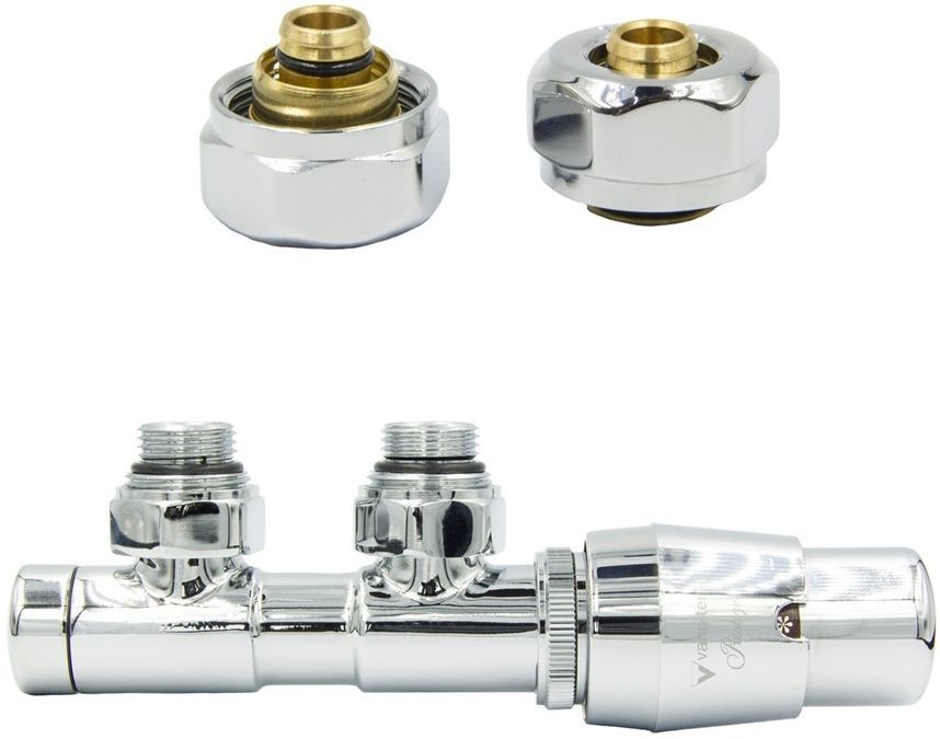 Varioterm Zawór termostatyczny TWINS ze złączką PEX/CU - chrom alu-pex - PEX 16 mm prawa TSGS0202CFK/P(Pex)