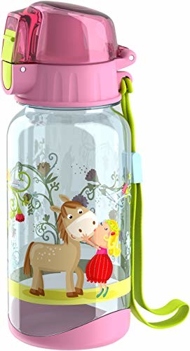 HABA 304485 - butelka do picia Vicki & Pirli, 400 ml butelka do picia dla dzieci z motywem konia w kolorze różowym do przedszkola lub szkoły, tworzywo sztuczne wolne od BPA, nadaje się do mycia w zmyw