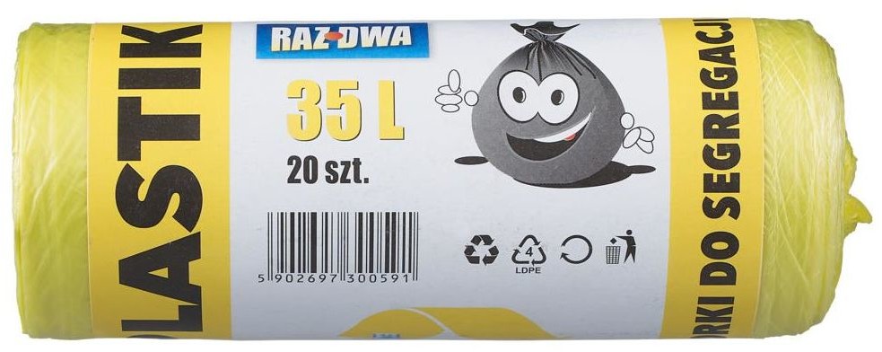 MALWO Worki na śmieci PLASTIK 35 l 20 szt. żółte MALWO