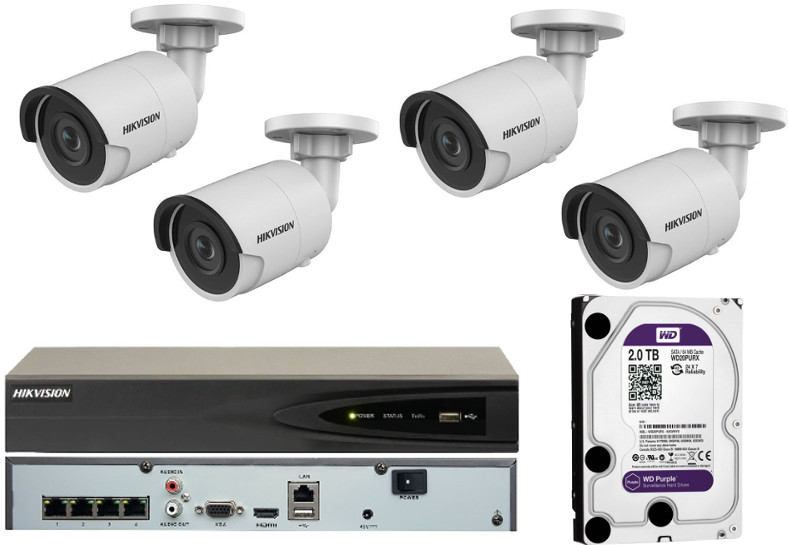 Hikvision Zestaw monitoringu na 4 kamery z detekcjÄ… ruchu i zasilaniem PoE