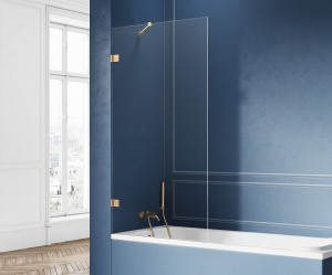 New Trendy EXK-2007 Parawan wannowy AVEXA GOLD 80x150 szkło czyste 6mm Active Shield