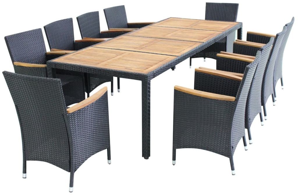 vidaXL vidaXL Zestaw mebli ogrodowych z polirattanu, czarny, 21-częściowy