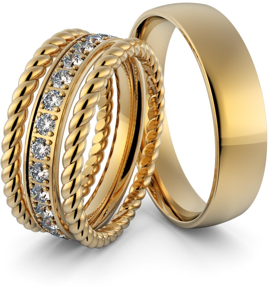 Eminence Obrączki ślubne z brylantami i warkoczami - zestaw obrączek Au-948 Au-948