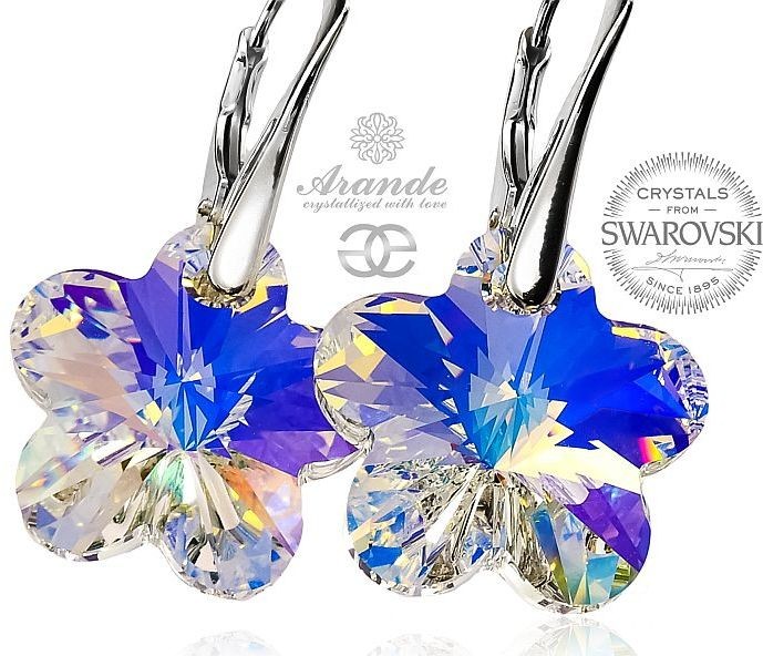 Swarovski Kolczyki AURORA FLOWER kwiaty SREBRO