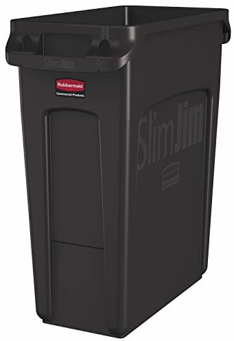 Rubbermaid Commercial Products Rubbermaid produkty komercyjne 1956181 plastikowy wentylowany wąski pojemnik na śmieci Jim pojemnik na odpady, 60 litrów, brązowy 1956181