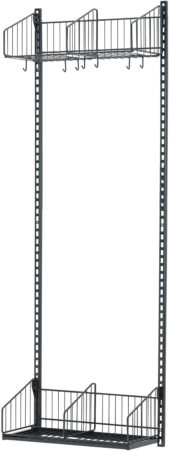 AJ Produkty Ścienny regał do szatni TRD, moduł podstawowy, 600x2000 mm, ciemnoszary