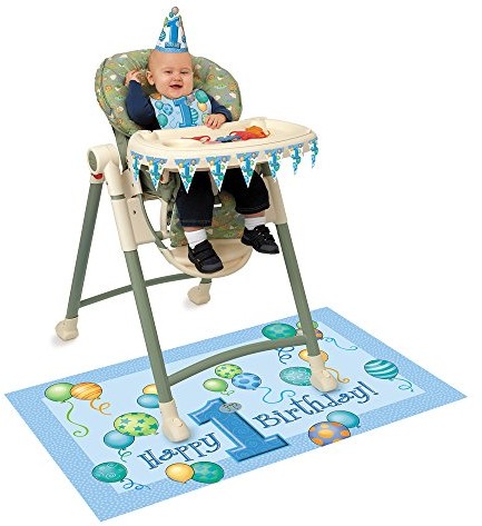 Unique Party Supplies Unique Supplies zestaw dekoracyjny na imprezę dla krzesełko dziecięce z balonów na 1. urodziny, niebieski 23967