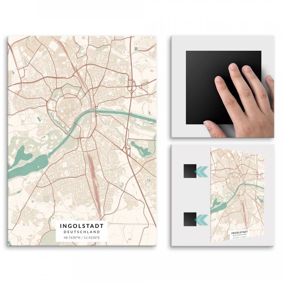 Pix4home Plakat metalowy Mapa Vintage Ingolstadt L POS-L-03341