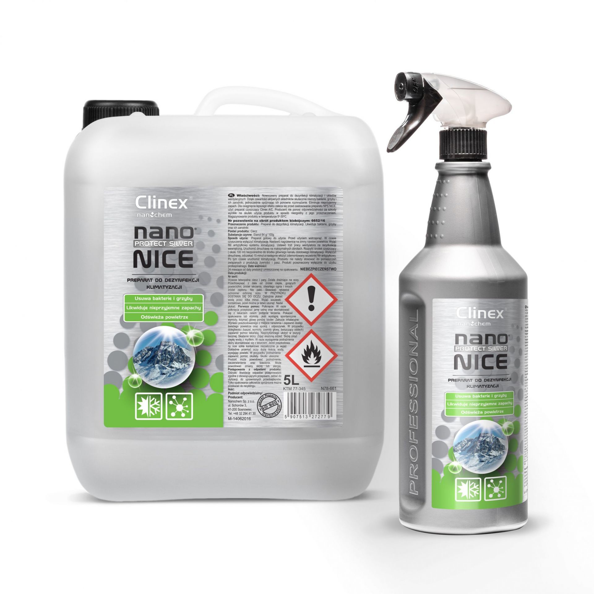 Clinex Nano Protect Silver Nice Clinex 1l - Preparat do dezynfekcji klimatyzacji