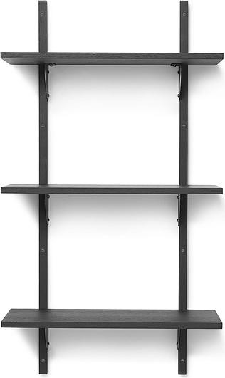 Ferm Living Półka Sector potrójna 54 cm czarny jesion z czarnym mosiężnym mocowaniem 1103402858