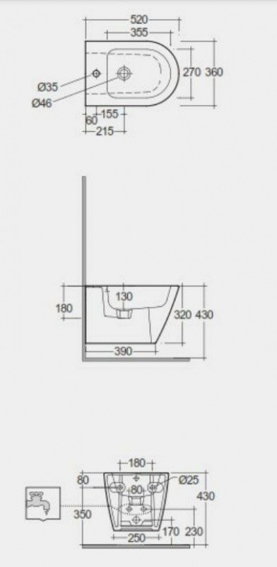 RAK Ceramics Feeling 52x36 czarny mat RST07504A
