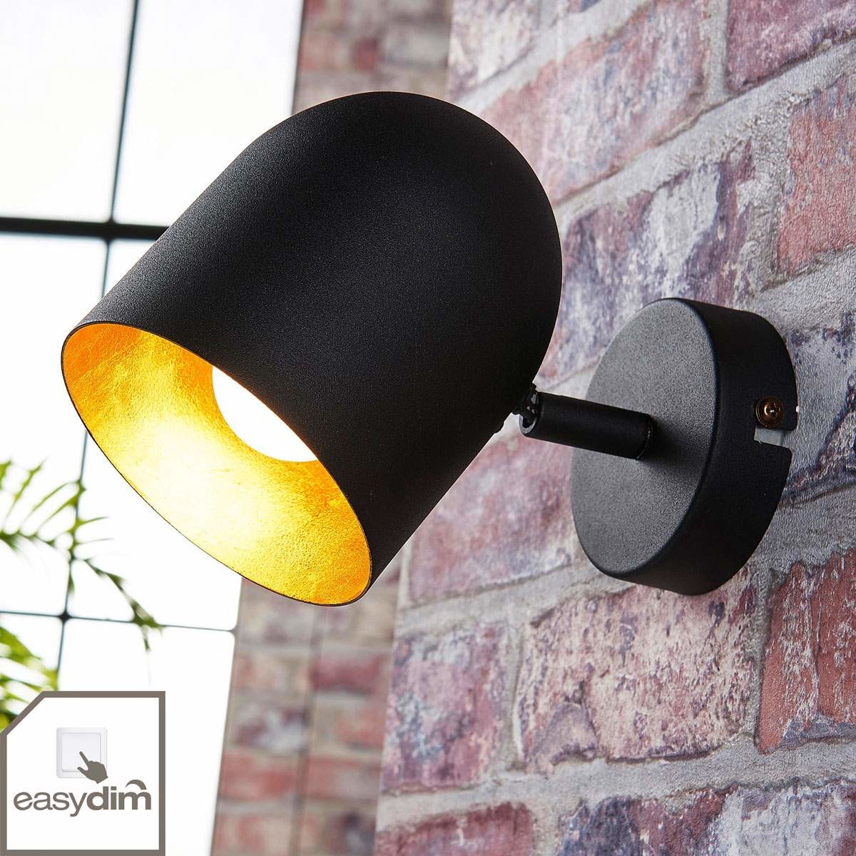 Czarno-złoty spot LED Morik, easydim