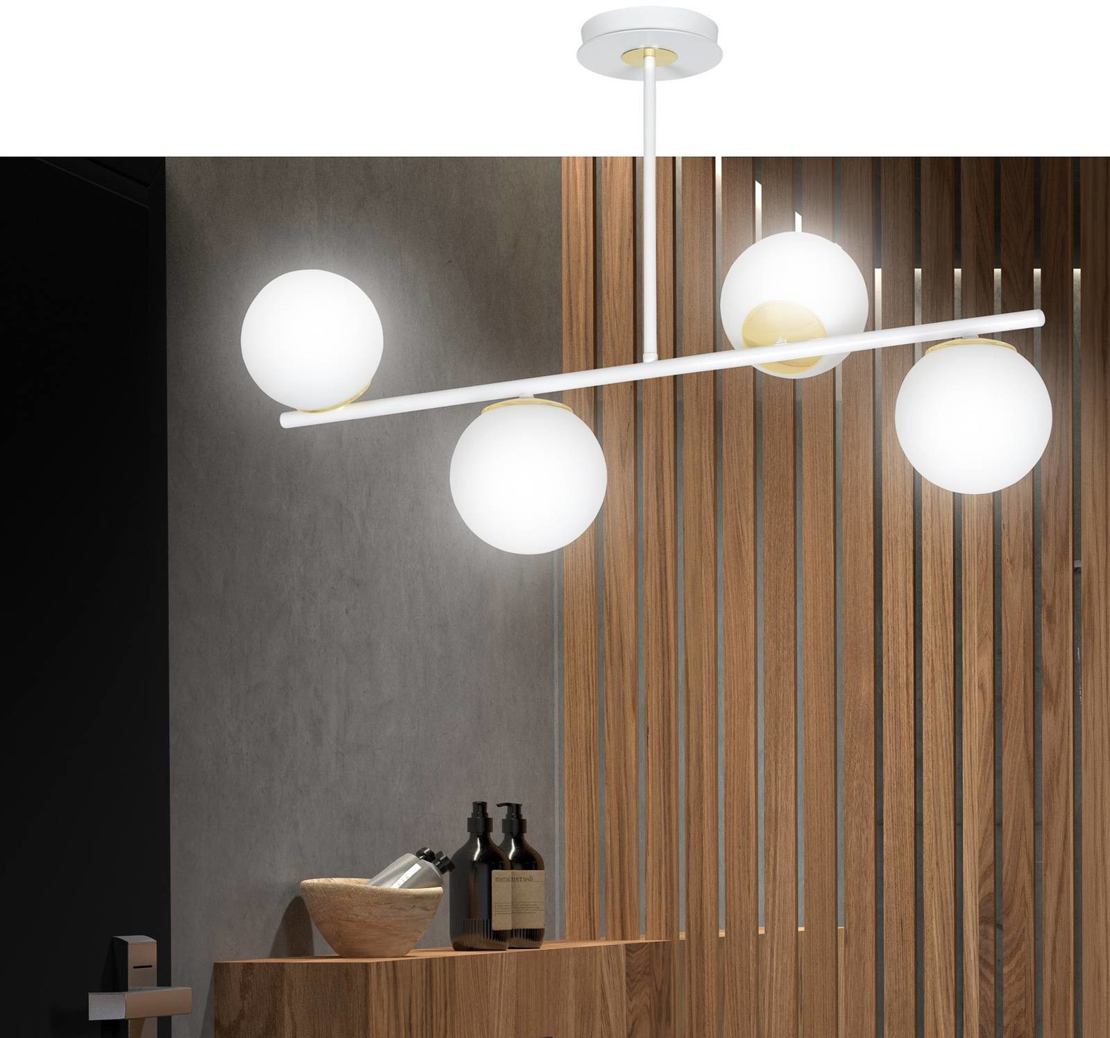 EULUNA Lampa sufitowa Kiba, biała/złota, 4-punktowa