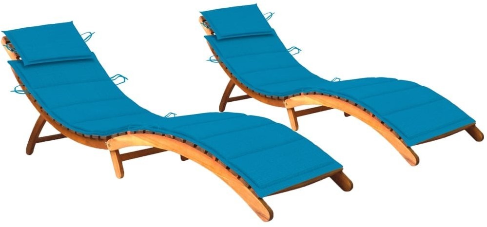 vidaXL Leżaki z poduszkami, 2 szt., lite drewno akacjowe 3077365